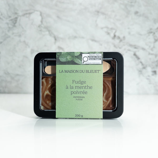 Boite de fudge au chocolat et à la menthe