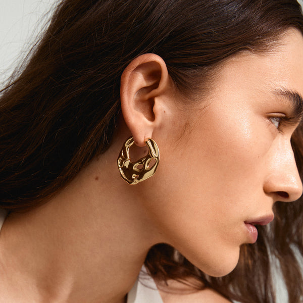 DAWNrecycled hoop earrings gold- plated