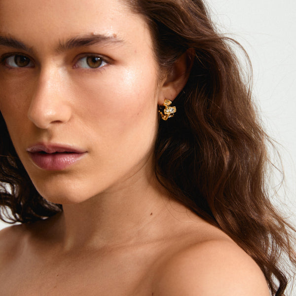 SUNSETrecycled earrings gold- plated