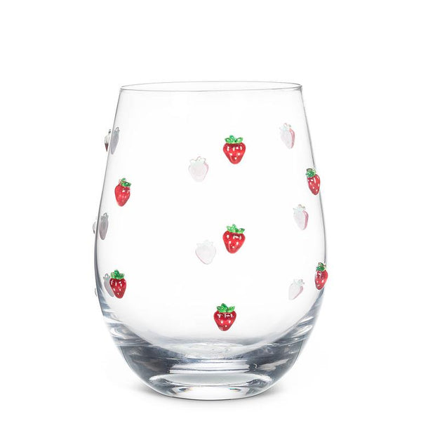 Verre à vin sans pied avec fraises