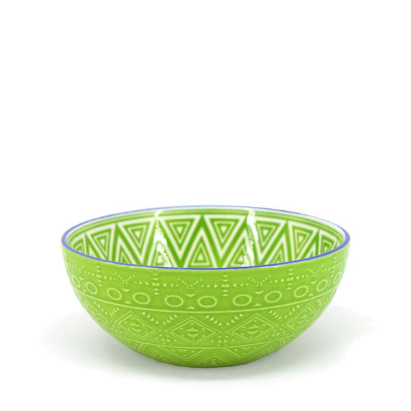 Bol à céréales Bohème vert en grès, 15 cm