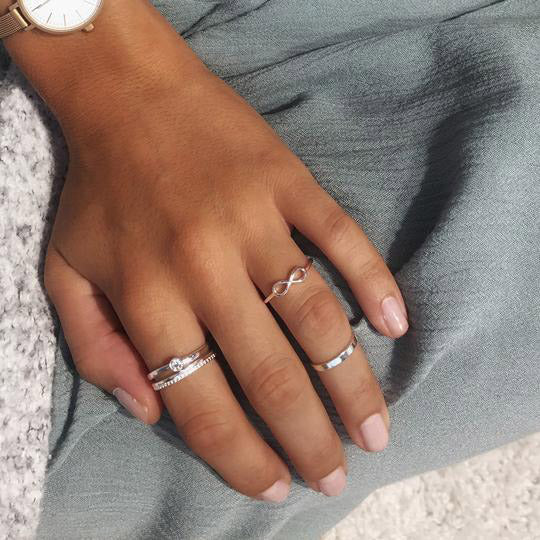 LULU recycled eternity stack ring silver- plated