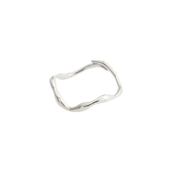 LULU recycled organic shaped stack ring silver- plated