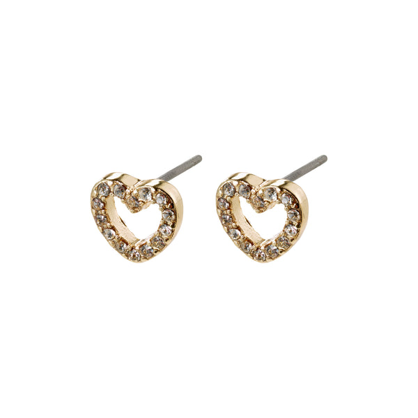 EDIE recycled crystal heart earrings gold- plated