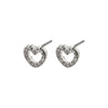 EDIE recycled crystal heart earrings silver- plated