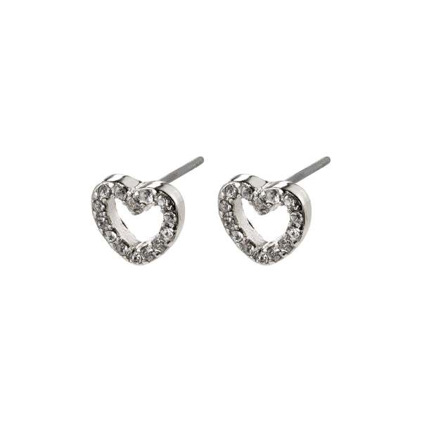 EDIE recycled crystal heart earrings silver- plated