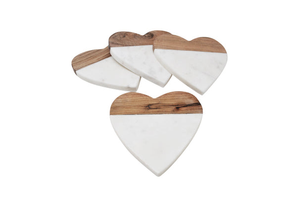 Sous-verres marbre/bois - Coeur
