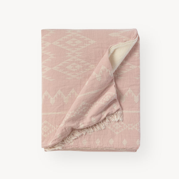 Plaid Doublé en Molleton – Atlas – Rose Pastel