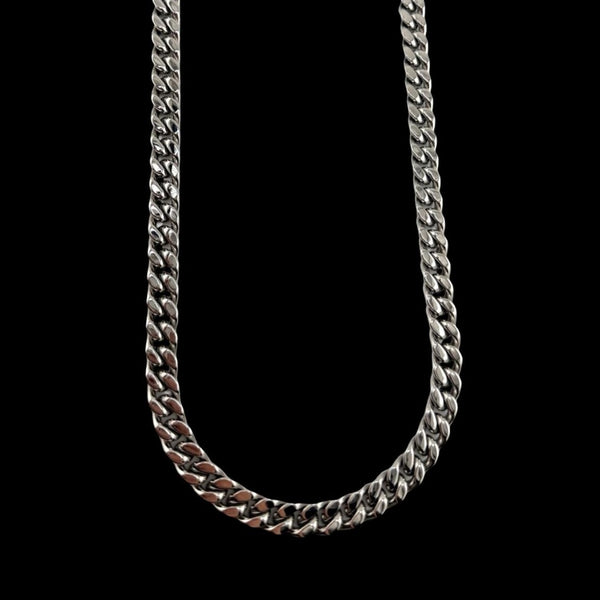 Chaîne Alpha Argent Maille Cubaine – 9 mm | 22”