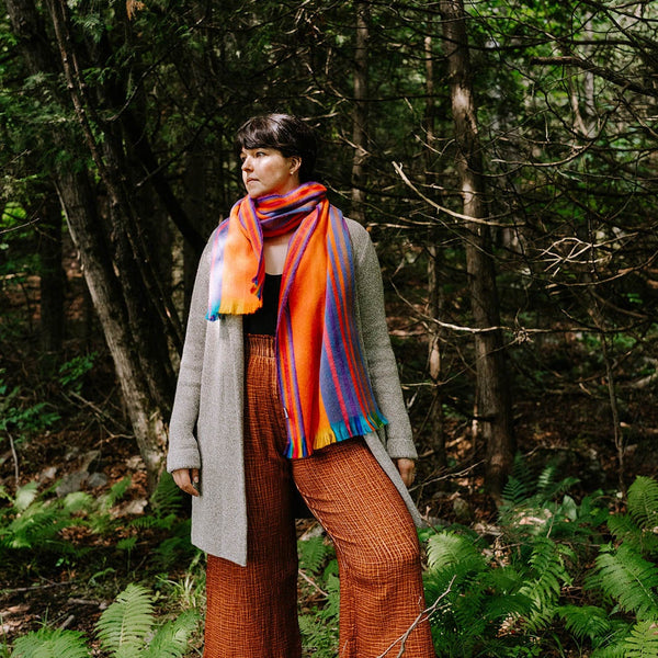Écharpe Sans Couture – Rayures Multicolores Sunset