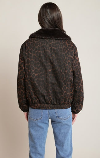 Blouson aviateur matelassé Dex, coloris léopard brun, vue de dos