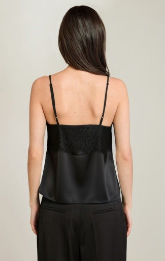 Camisole à bordure en dentelle Dex, coloris noir, vue de dos