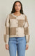 Cardigan à blocs de couleur Dex, coloris taupe clair chiné, vêtement porté