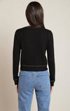Cardigan à détails contrastants dorés Dex, coloris noir avec détails dorés, vue de dos