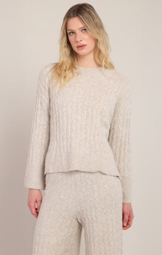 Chandail en tricot torsadé Dex, coloris beige, vêtement porté