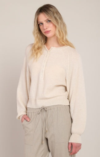 Chandail Henley Dex, coloris perle, vêtement porté