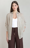 Chemise texturée surdimensionnée Dex, coloris beige, vêtement porté