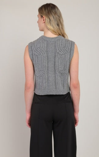 Débardeur en tricot torsadé Dex, coloris gris, vue de dos