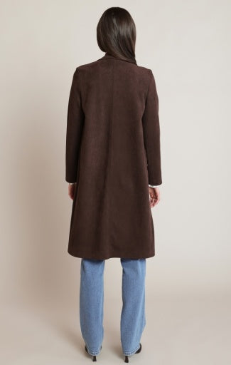 Manteau en suédine Dex, coloris chocolat, vue de dos