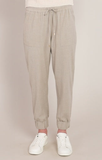 Pantalon à revers Dex, coloris avoine, vêtement porté