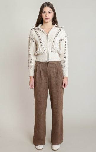 Pantalon pied-de-poule Dex, coloris pied de poule, vêtement porté en tenue