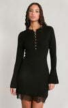 Robe mini à ourlet en dentelle Dex, coloris noir, vêtement porté