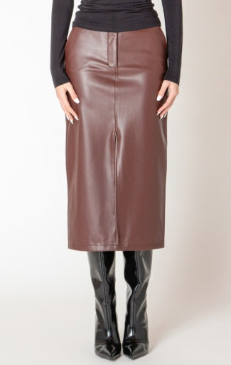 faux leather midi skirt