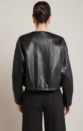COLLARLESS PU JACKET