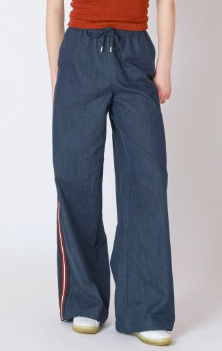 Wide leg side stripe jeans