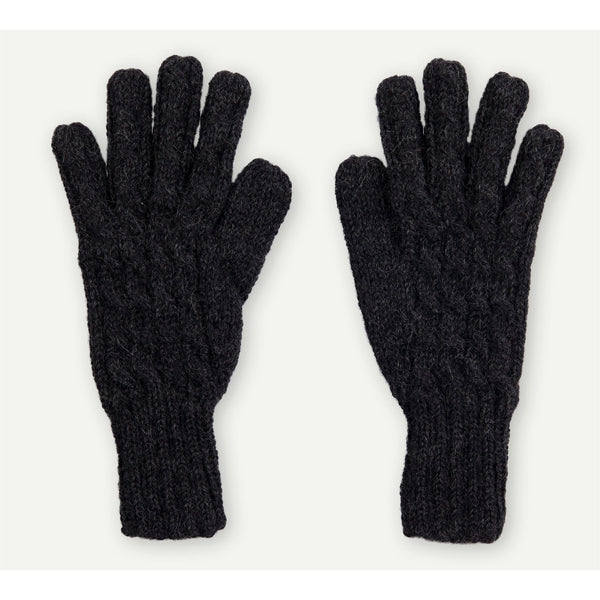 Hand-Knit Alpaca Gloves - Charcoal