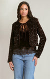 Veste en velours à sequins Dex, coloris chocolat, vêtement porté