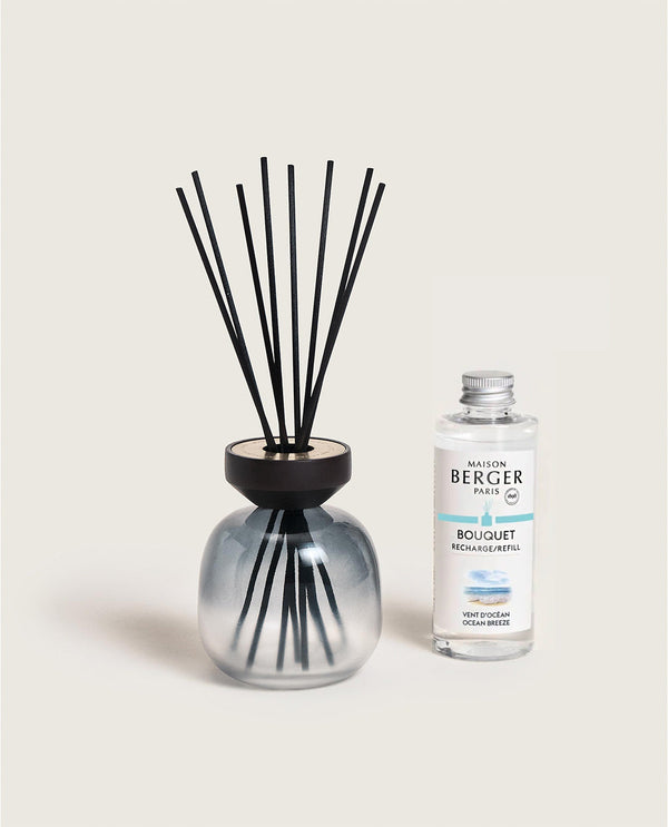 Bouquet parfumé Wood noir-blanc givré – Vent d’océan – Maison Berger