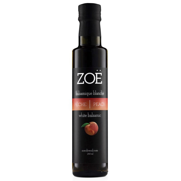 Vinaigre balsamique blanc infusé à la pêche 250 ml | Zoé | La Maison du Bleuet