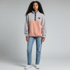 Femme avec Polar Retro Mauve Lilas et Rose