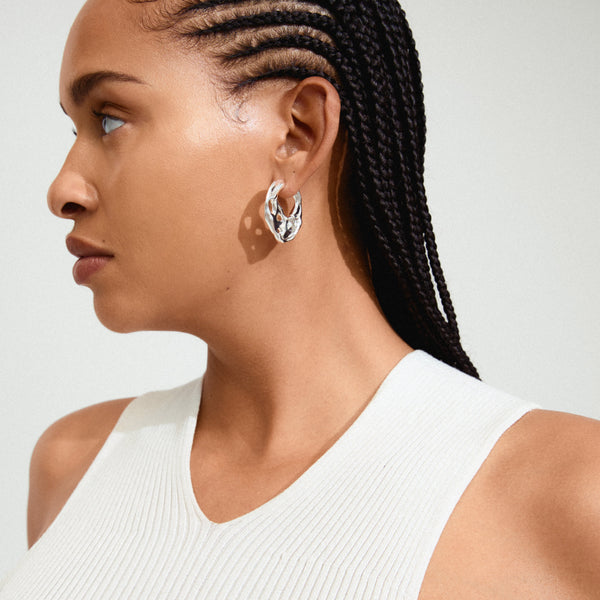 DAWNrecycled hoop earrings silver- plated