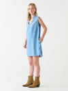 Robe courte col en V en Denim