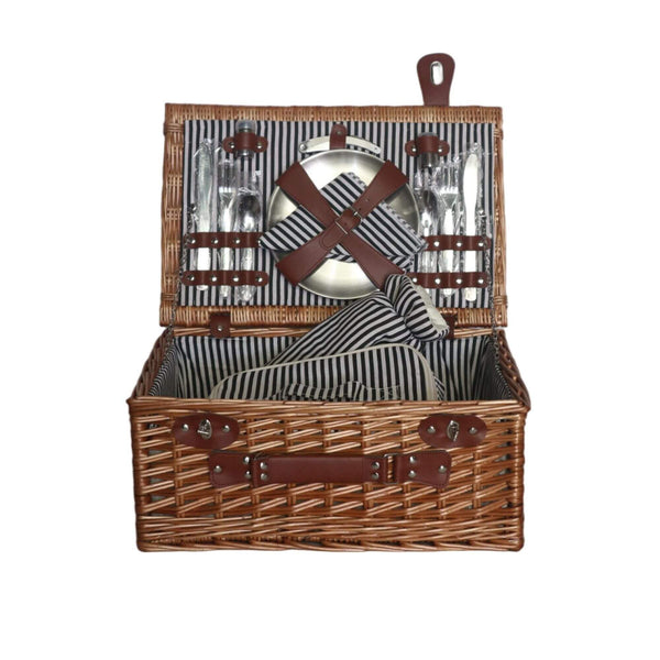 Panier de pique-nique en osier -Pour 4 personnes et sac isotherme amovible