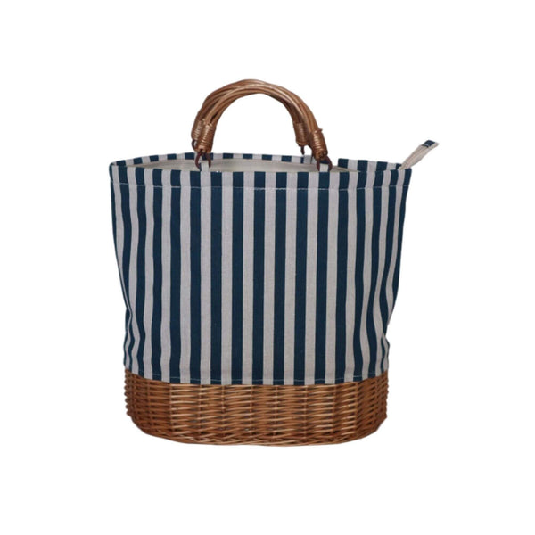 Sac isotherme - Tissu bleu base ovale en osier