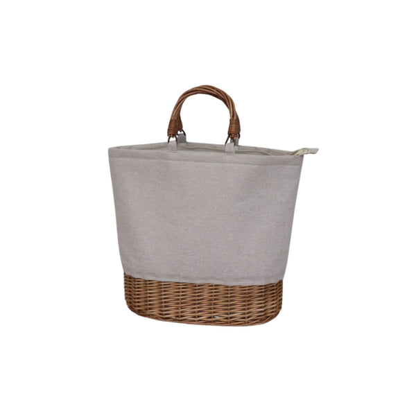 Sac isotherme - Tissu blanc base ovale en osier