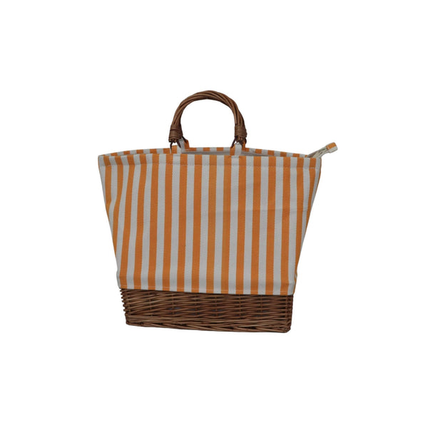 Sac isotherme - Tissu orange et osier avec poignée en osier