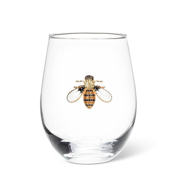 Verre à vin sans pied avec abeille bijou