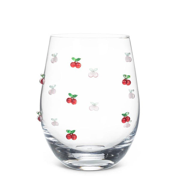 Verre à vin sans pied avec cerises