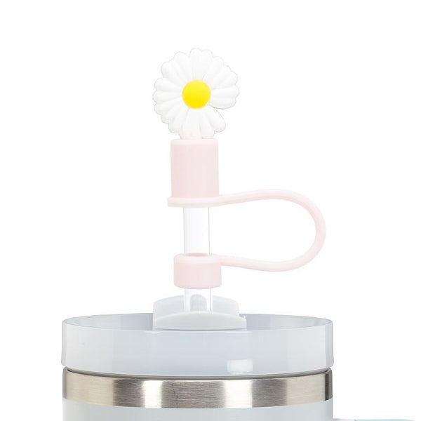 3 pailles jumbo avec embouts marguerite