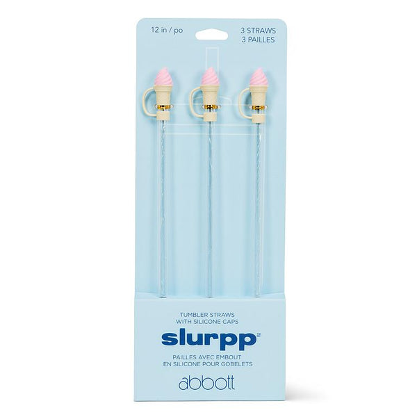 3 pailles jumbo avec embouts cornet de crème glacée