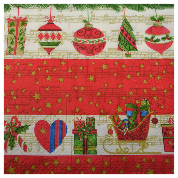 SERVIETTES BOULE DE NOEL 33 X 33 (12PCS/PACK)
