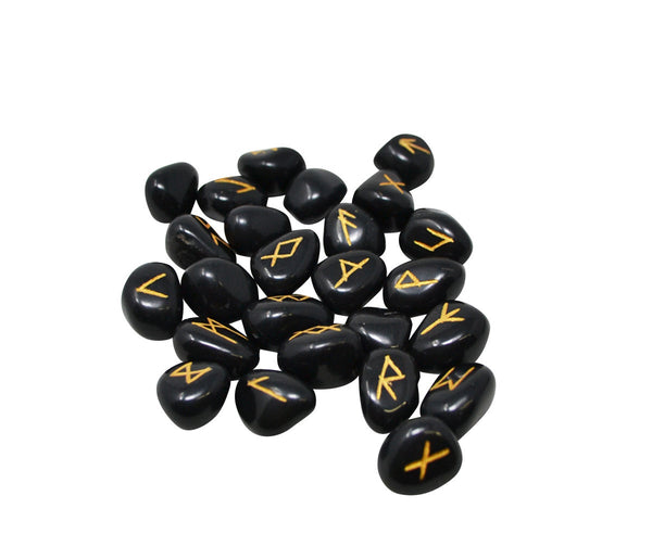 Ensemble de runes Agathe noire avec sac