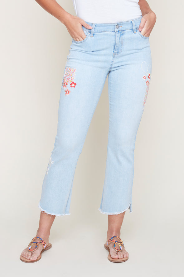 Jeans bleu fleur