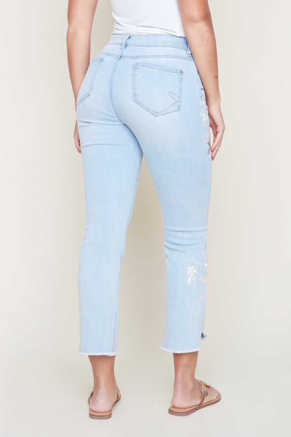 Jeans bleu fleur de dos