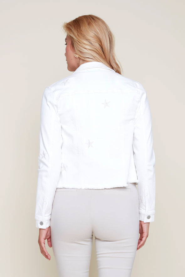 Veste jeans blanc de dos