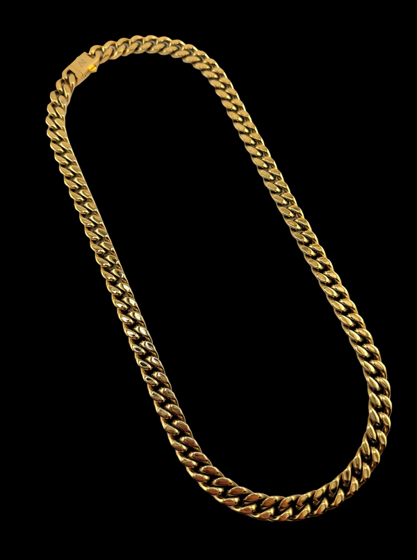 Chaîne Alpha 18K Maille Cubaine – 9 mm | 22"